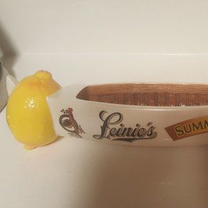 Rare Leinie's Summer Shandy Canoe shaped beer tap with real looking lemon